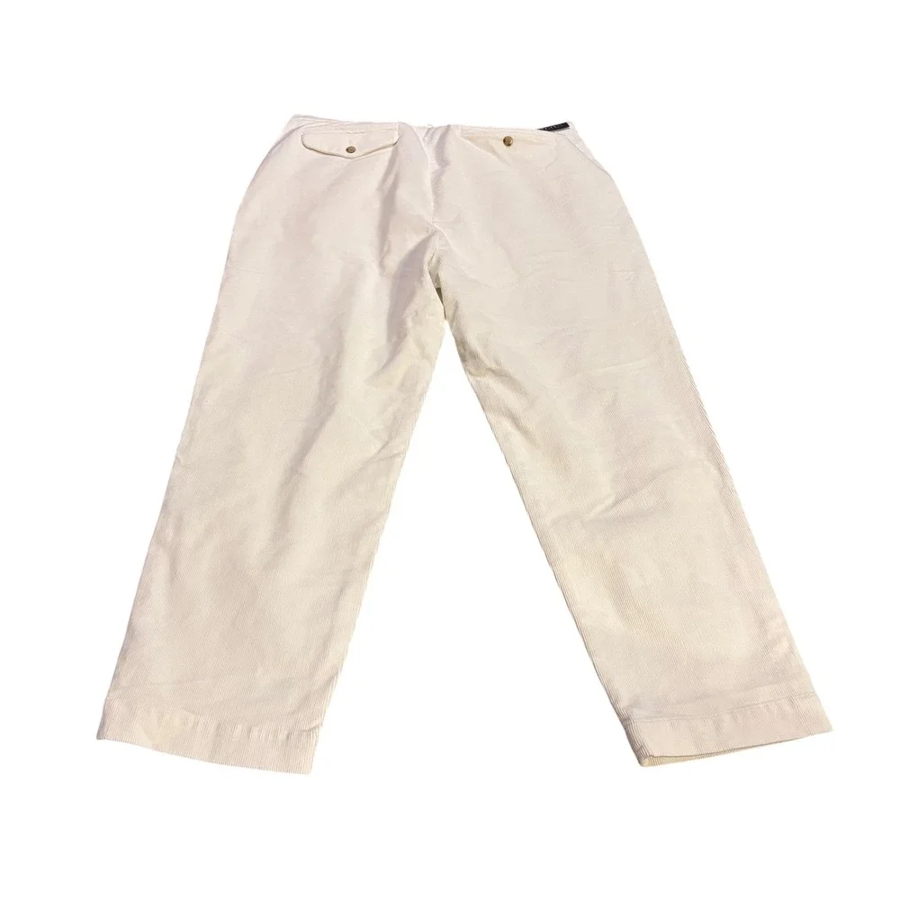 Polo Ralph Lauren Whitman Relaxed Fit Pleated Corduroy Pants Mens 36x29‎ White